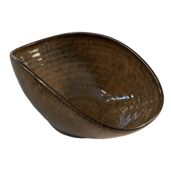 Vintage Potts Pottery Brown Glazed Curved Bowl - Signed J.P. Potts from N.C. - Picture 4 of 8